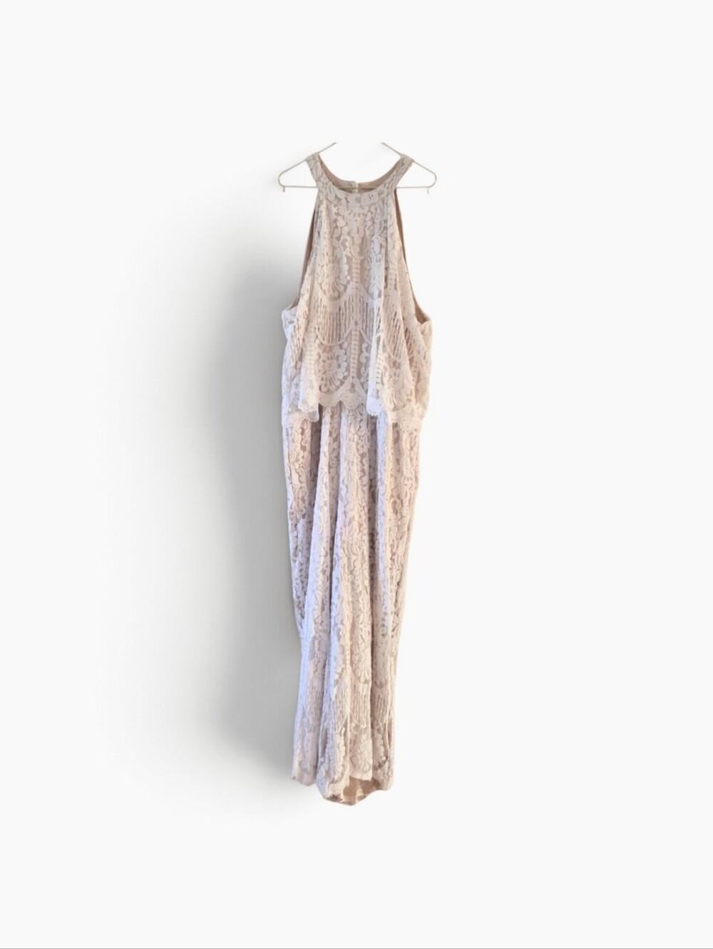 Ashley Stewart Lace Jumpsuit Size 20 Ivory Wide Leg Boho Romantic